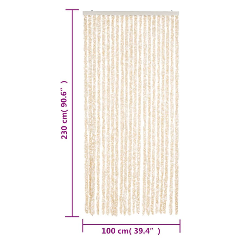 Fly Curtain Beige and White 100x230 cm Chenille