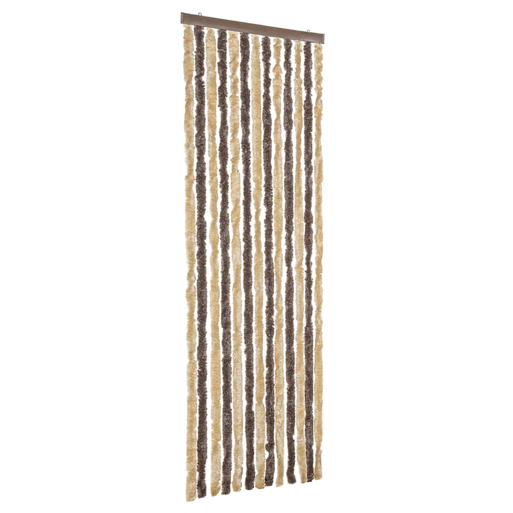 vidaXL Fly Curtain Dark Brown and Beige 56x185 cm Chenille 2