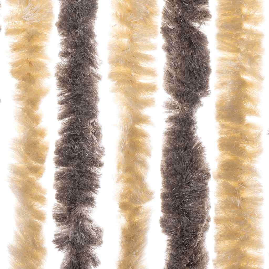 vidaXL Fly Curtain Dark Brown and Beige 56x185 cm Chenille 5