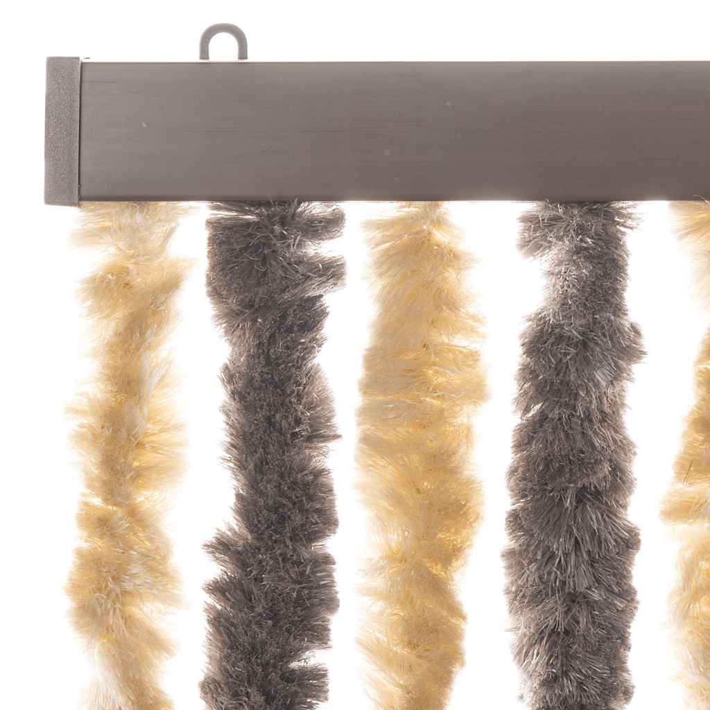 vidaXL Fly Curtain Dark Brown and Beige 56x200 cm Chenille 4