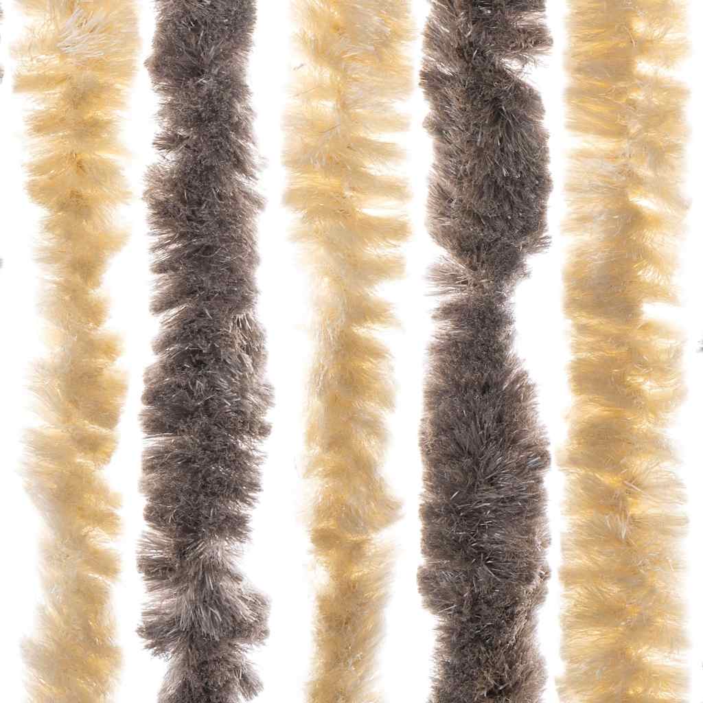 vidaXL Fly Curtain Dark Brown and Beige 56x200 cm Chenille 5