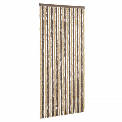 Fly Curtain Dark Brown and Beige 100x200 cm Chenille