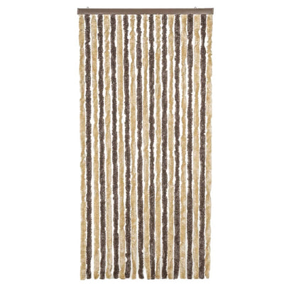 Fly Curtain Dark Brown and Beige 100x200 cm Chenille