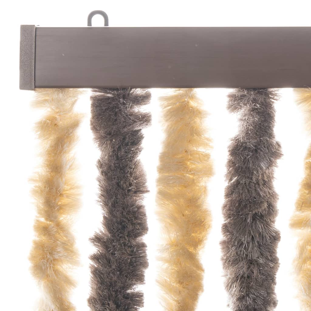 vidaXL Fly Curtain Dark Brown and Beige 100x230 cm Chenille 4