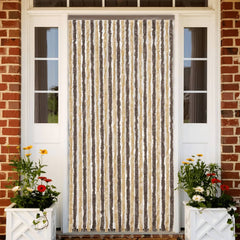 vidaXL Fly Curtain Dark Brown and Beige 100x230 cm Chenille 1