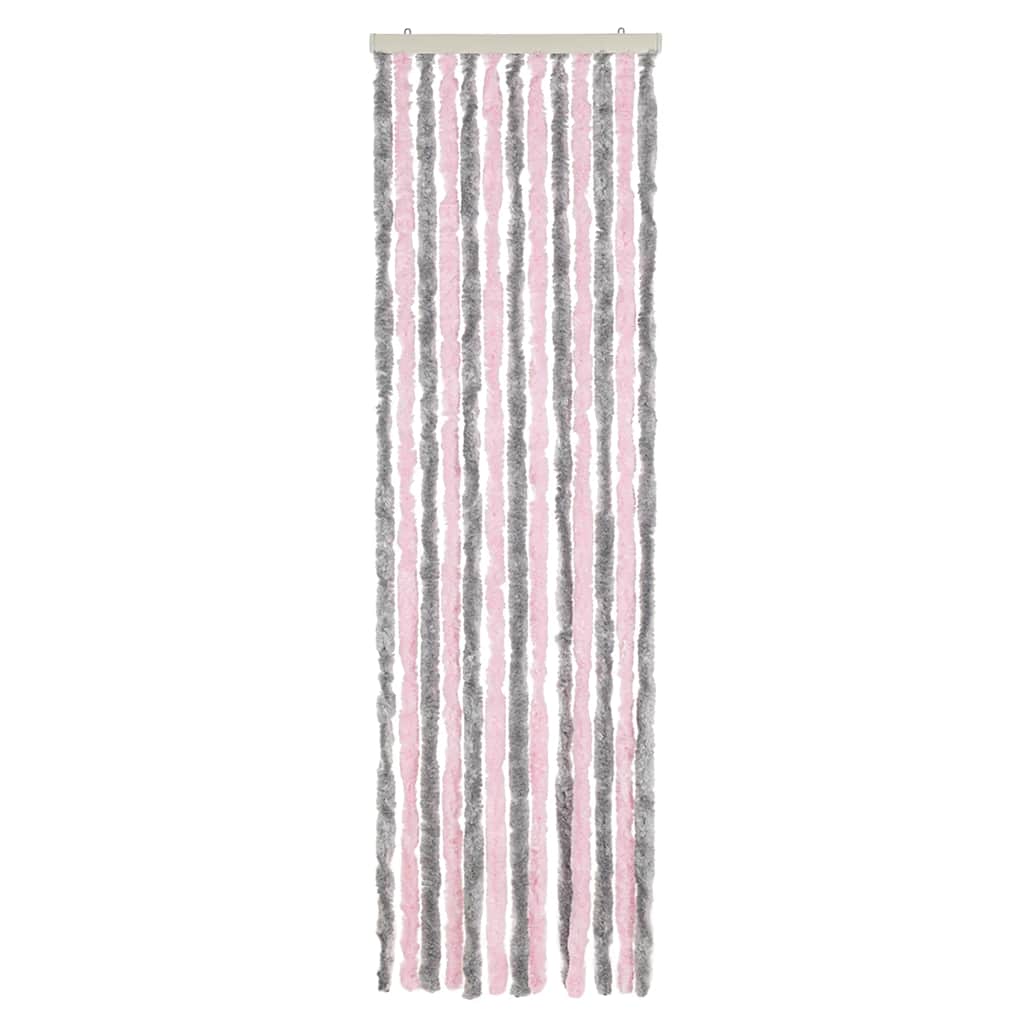 vidaXL Fly Curtain Silver Grey and Pink 56x185 cm Chenille 3