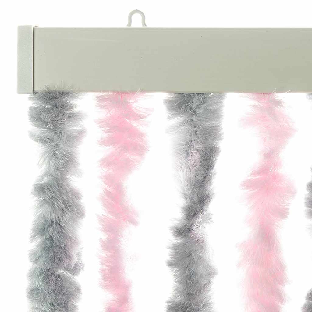 vidaXL Fly Curtain Silver Grey and Pink 56x185 cm Chenille 4