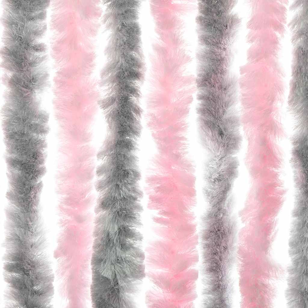 vidaXL Fly Curtain Silver Grey and Pink 56x185 cm Chenille 5