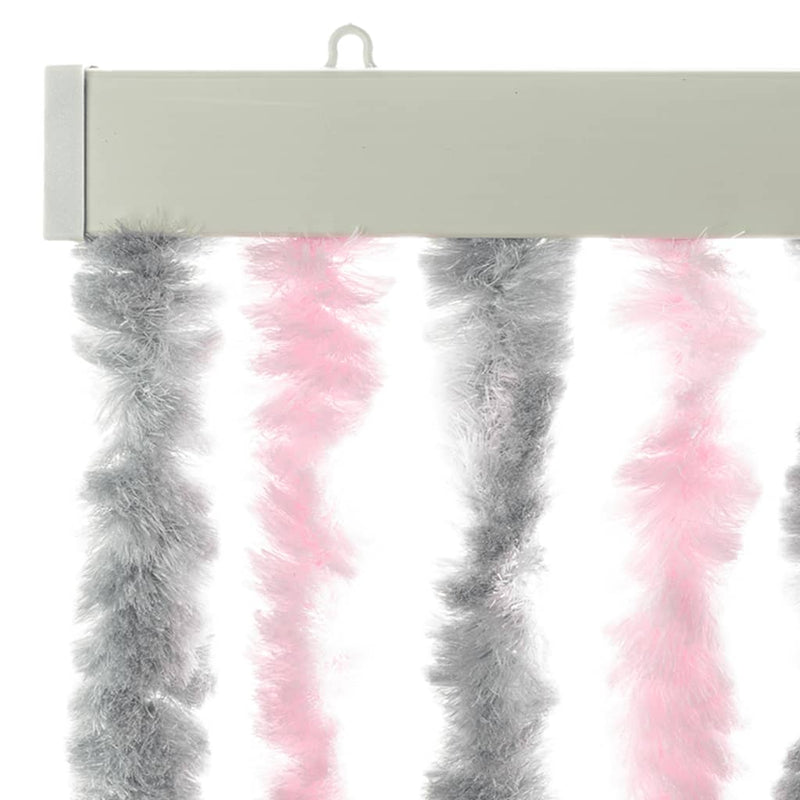 Fly Curtain Silver Grey and Pink 56x200 cm Chenille