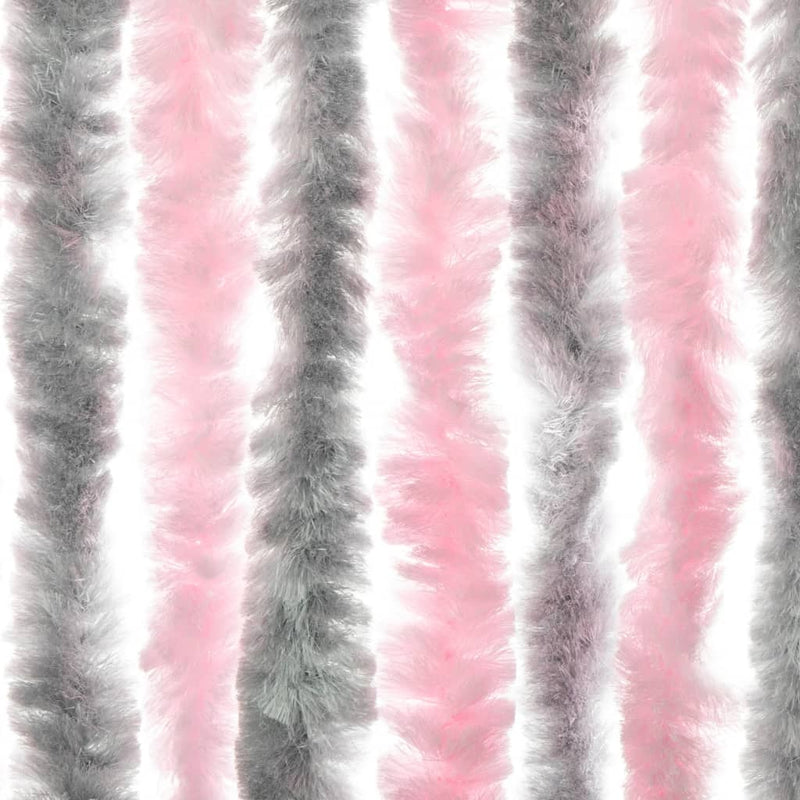 Fly Curtain Silver Grey and Pink 56x200 cm Chenille