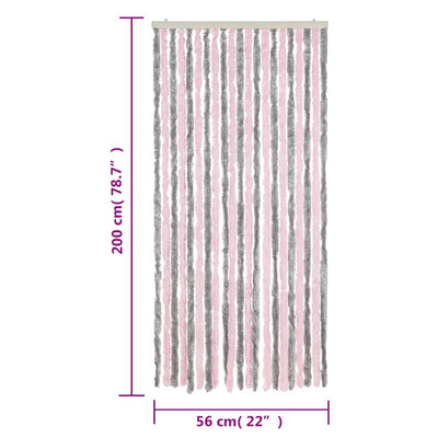 Fly Curtain Silver Grey and Pink 56x200 cm Chenille