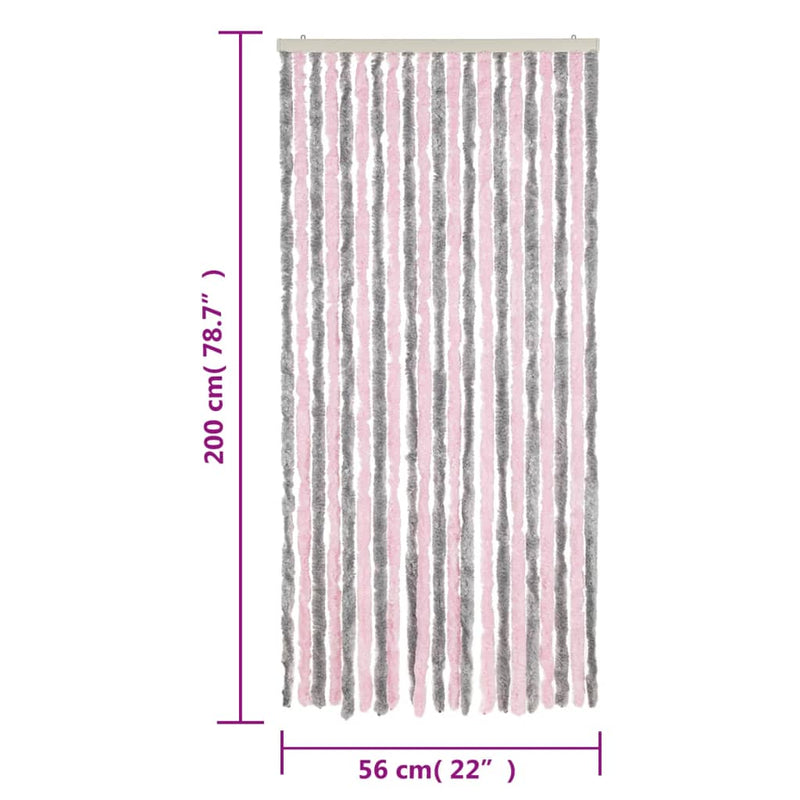 Fly Curtain Silver Grey and Pink 56x200 cm Chenille