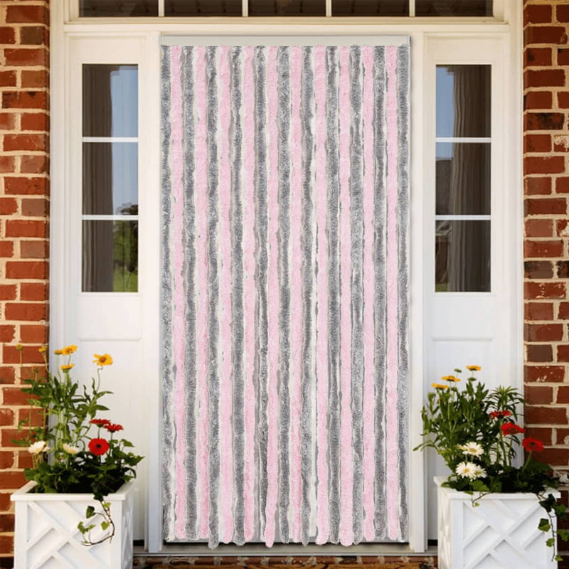 Fly Curtain Silver Grey and Pink 56x200 cm Chenille