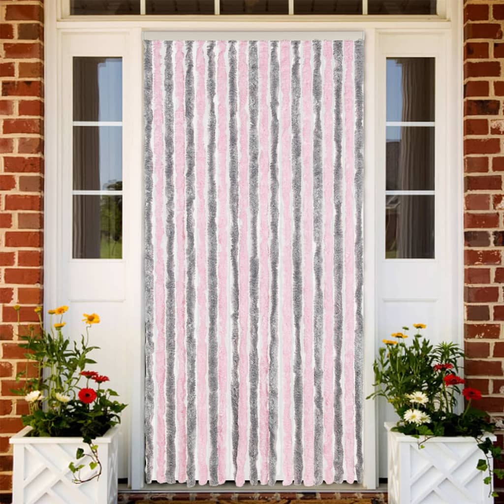 Fly Curtain 90x200 cm Chenille Grey and pink