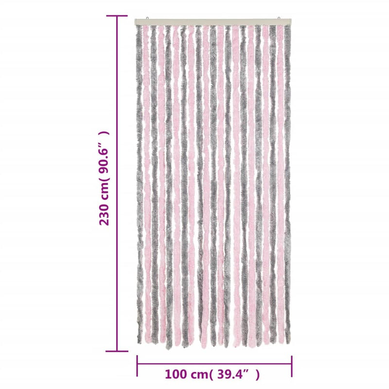 Fly Curtain Silver Grey and Pink 100x230 cm Chenille