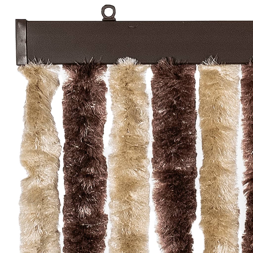 vidaXL Fly Curtain Beige and Light Brown 100x230 cm Chenille 4