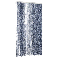 vidaXL Fly Curtain Blue and White 100x200 cm Chenille 2