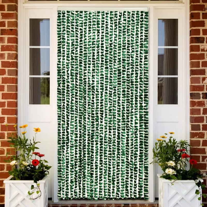 Fly Curtain Green and White 100x230 cm Chenille