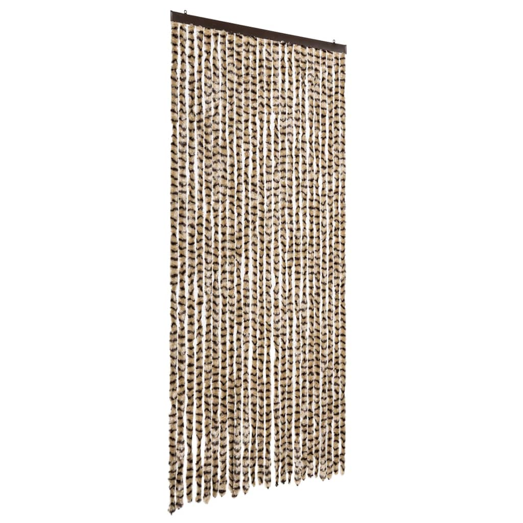vidaXL Fly Curtain Beige and Brown 100x200 cm Chenille 2