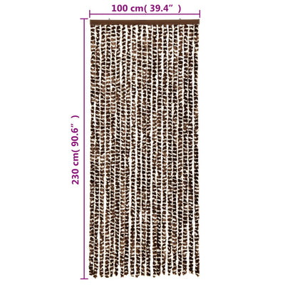 Fly Curtain Brown and White 100x230 cm Chenille