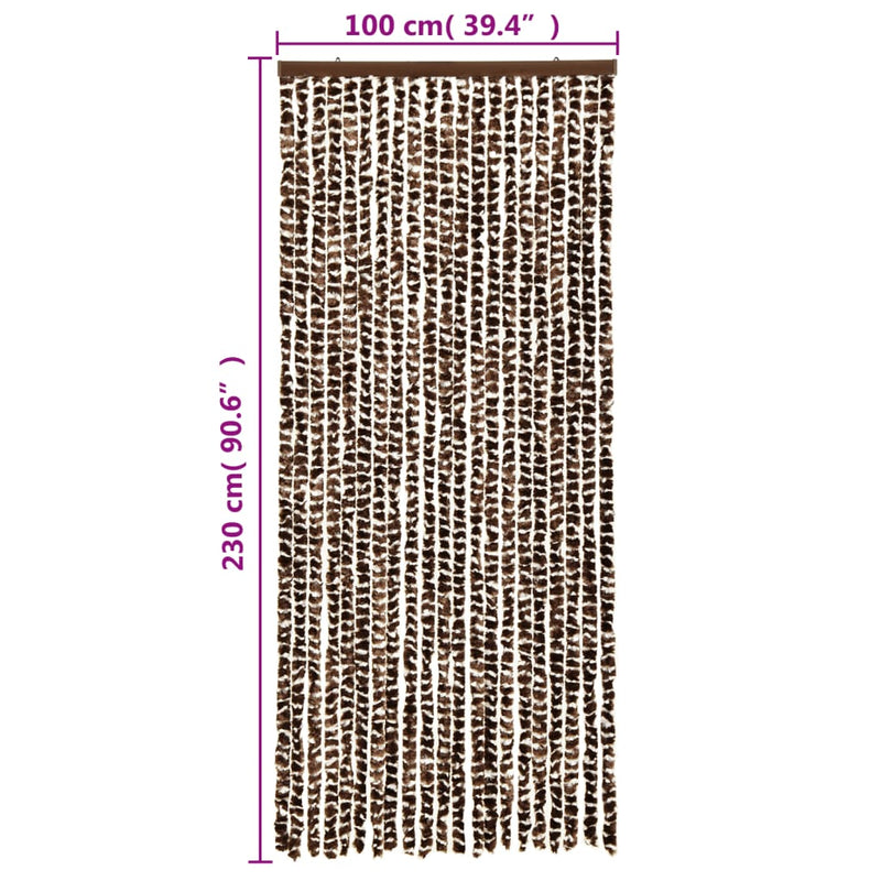 Fly Curtain Brown and White 100x230 cm Chenille