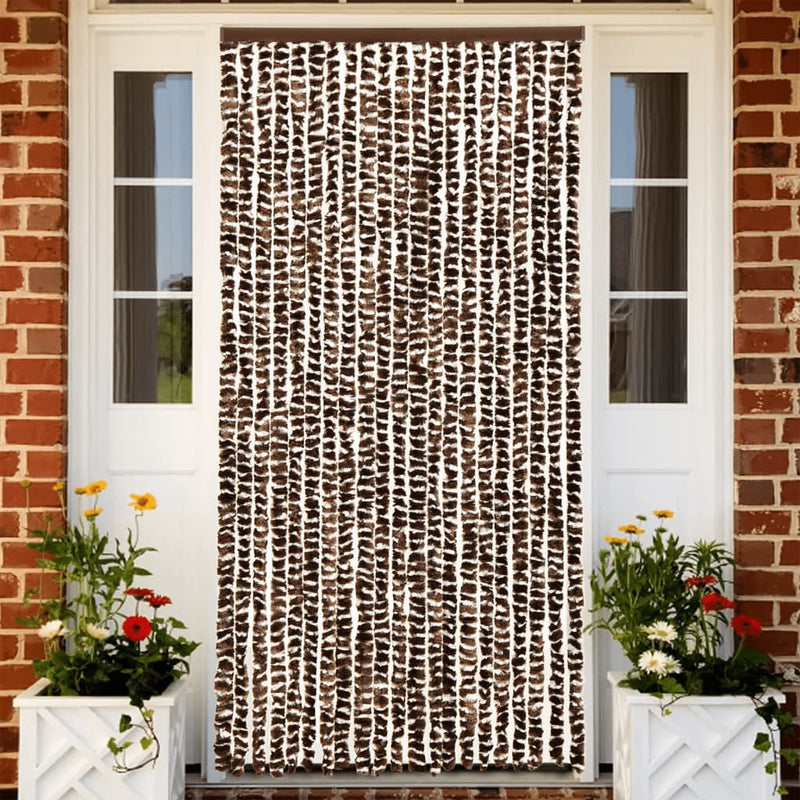 Fly Curtain Brown and White 100x230 cm Chenille