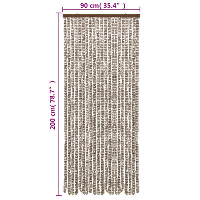 Fly Curtain Taupe and White 90x200 cm Chenille