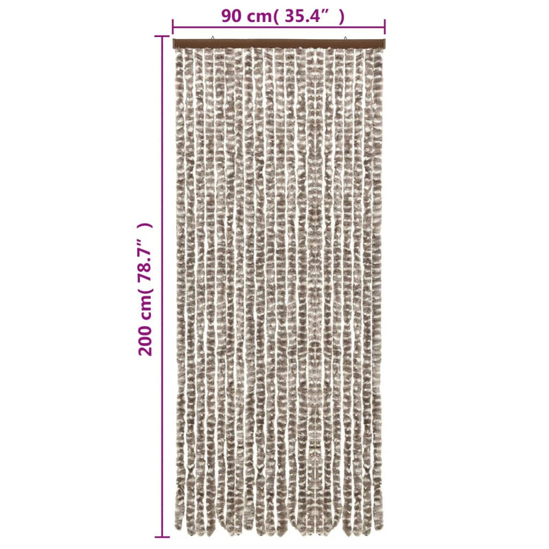 Fly Curtain Taupe and White 90x200 cm Chenille