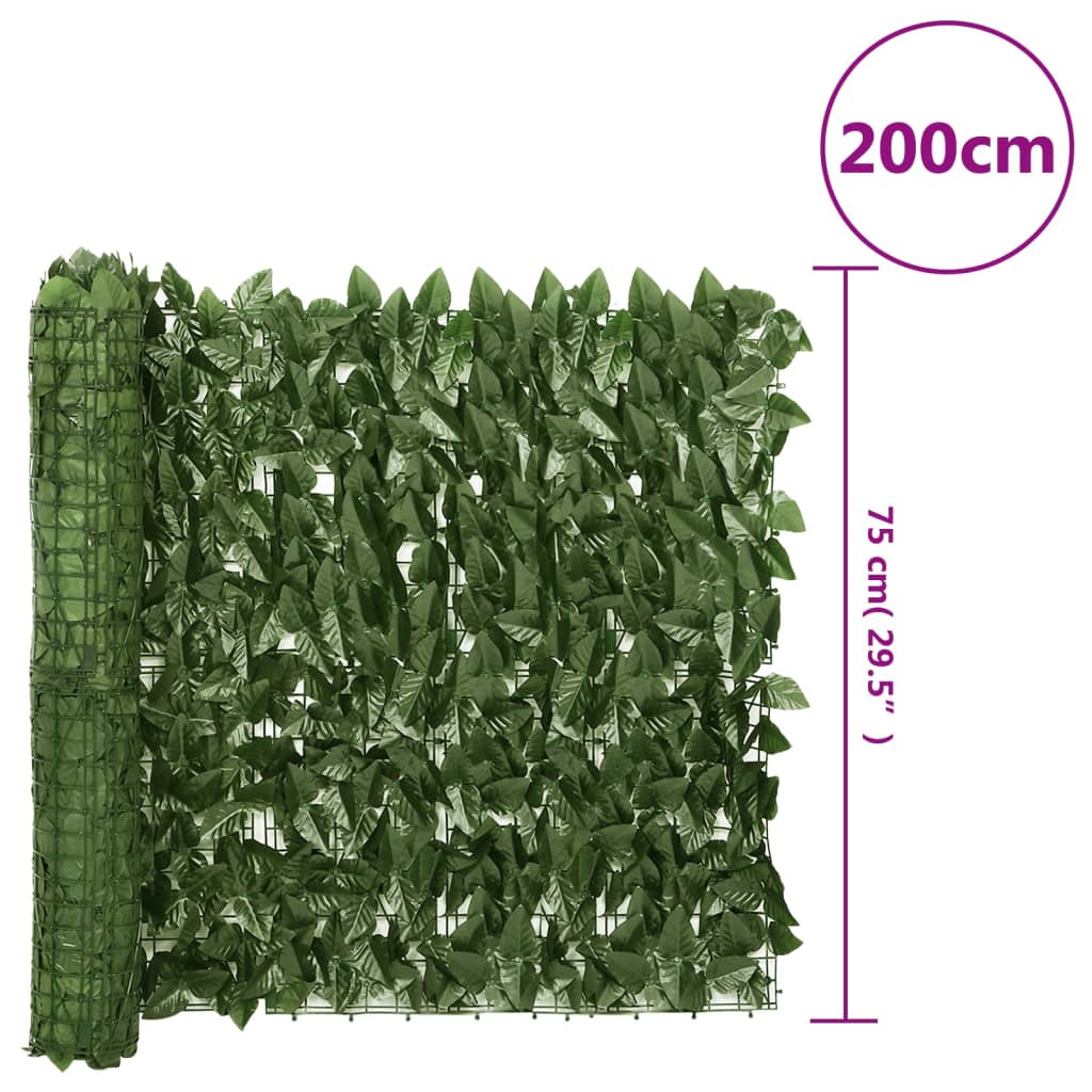vidaXL Balcony Screen with Dark Green Leaves 200x75 cm 6