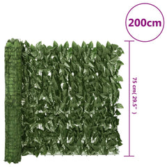 vidaXL Balcony Screen with Dark Green Leaves 200x75 cm 6