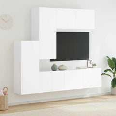 5 Piece TV Wall Units Engineered Wood White