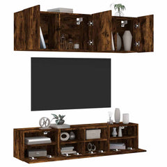 vidaXL 5 Piece TV Wall Units Smoked Oak Engineered Wood 1