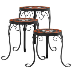 vidaXL Plant Stand | Set of 3 | Terracotta and White | Coated iron, ceramic 2