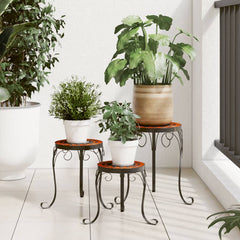vidaXL Plant Stand | Set of 3 | Terracotta and White | Coated iron, ceramic 1
