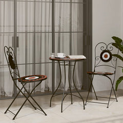 vidaXL Mosaic Bistro Table Terracotta and White Ø50x70 cm Ceramic 3