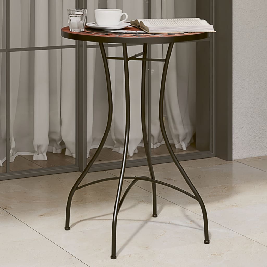 vidaXL Mosaic Bistro Table Terracotta and White Ø50x70 cm Ceramic 1
