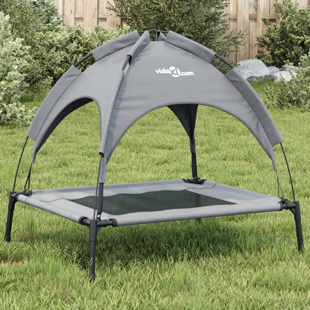 vidaXL Dog Bed with Canopy Anthracite Oxford Fabric and Steel 1