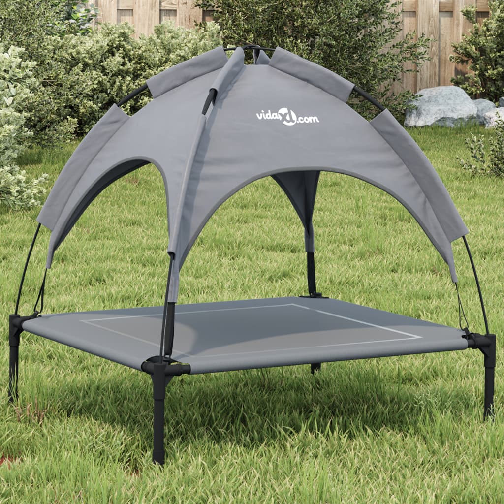 vidaXL Dog Bed with Canopy Anthracite Oxford Fabric and Steel 1