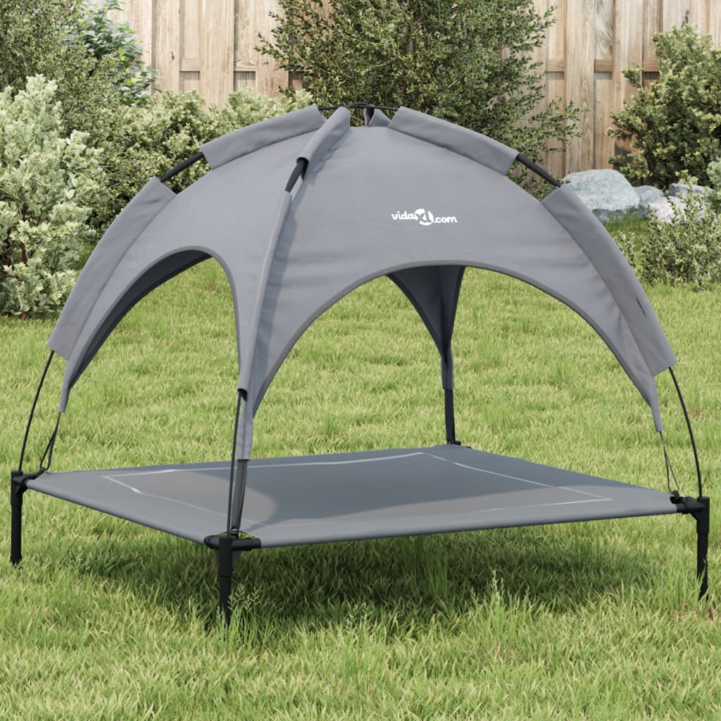 vidaXL Dog Bed with Canopy Anthracite Oxford Fabric and Steel 1