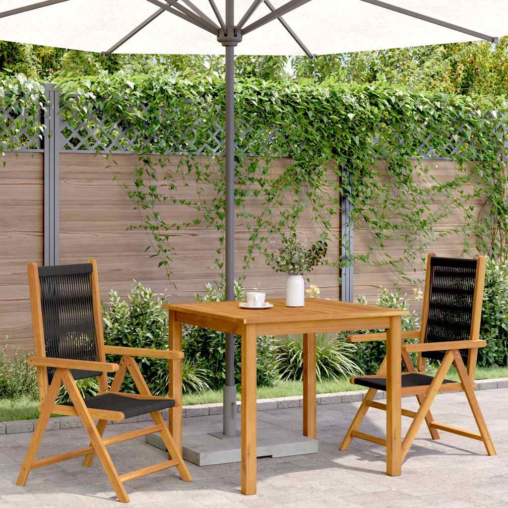 Reclining Folding Chairs Solid Wood Acacia Black 2