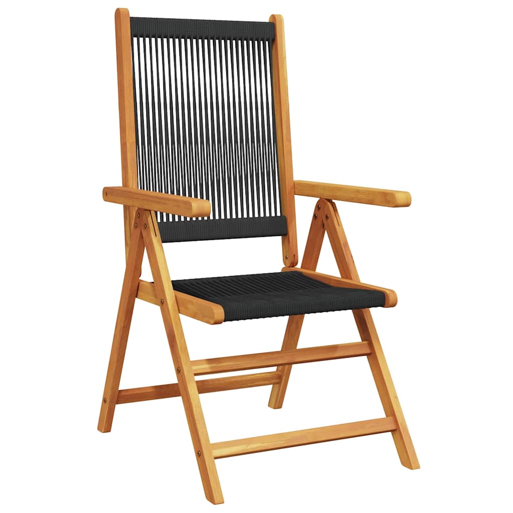 Reclining Folding Chairs Solid Wood Acacia Black 2