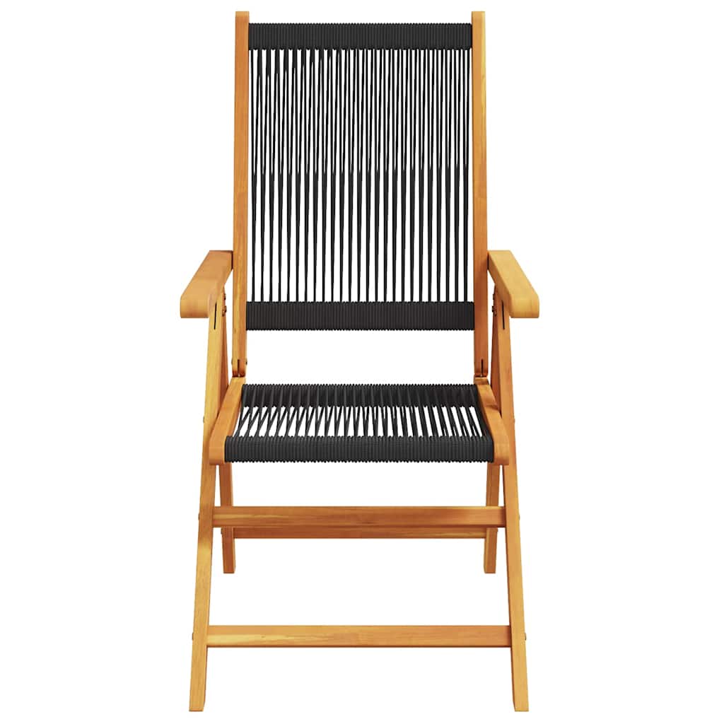 Reclining Folding Chairs Solid Wood Acacia Black 2