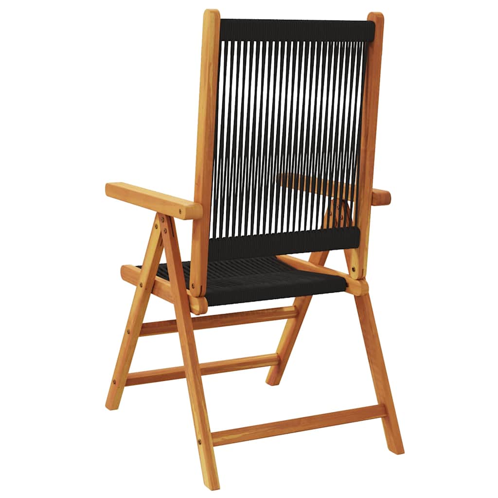 Reclining Folding Chairs Solid Wood Acacia Black 2