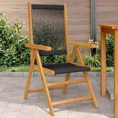 Reclining Folding Chairs Solid Wood Acacia Black 2