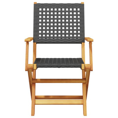 Folding Chairs Poly Rattan and Solid Wood Black 2