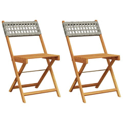 Folding Chairs Poly Rattan and Solid Wood Grey 2