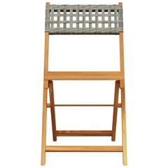 Folding Chairs Poly Rattan and Solid Wood Grey 2