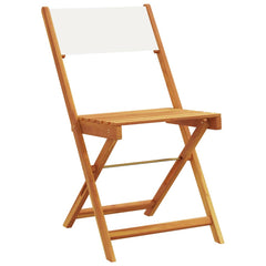 vidaXL Folding Chairs 2 pcs Cream White Solid Wood Acacia and Fabric 4
