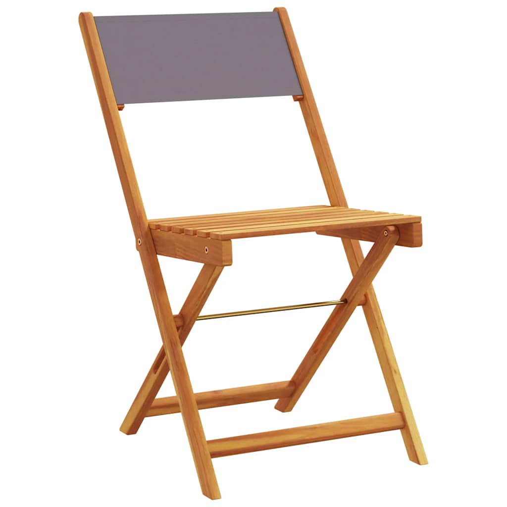 vidaXL Folding Chairs 2 pcs Anthracite Solid Wood Acacia and Fabric 4