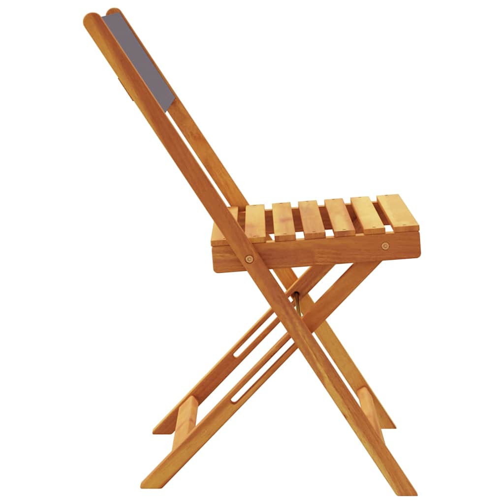 vidaXL Folding Chairs 2 pcs Anthracite Solid Wood Acacia and Fabric 6